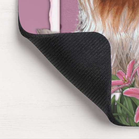 Danke - rosa Tulpen - Yorkshire Terrier Mousepad (Ecke)