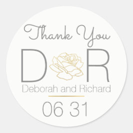 Danke . Rose Blume . Gastgeschenk Hochzeit Runder Aufkleber