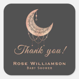 Danke Rose Gold Crescent Moon Quadratischer Aufkleber
