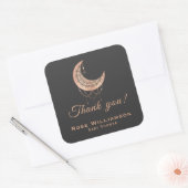 Danke Rose Gold Crescent Moon Quadratischer Aufkleber (Umschlag)
