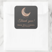 Danke Rose Gold Crescent Moon Quadratischer Aufkleber (Tasche)