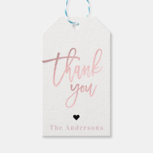 Danke Rose Gold Folie Moderne Schrift Hochzeit Geschenkanhänger