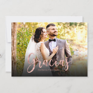 Danke Rose Gold Foto Hochzeit Danke Spanisch Karte