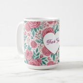 Danke Rose Herz Blumen Tasse (Vorderseite Links)