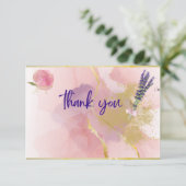 Danke Rose Pink, Lavendel, Gold, Lila Karte (Stehend Vorderseite)