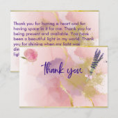 Danke Rose Pink, Lavendel, Gold, Lila Karte (Vorne/Hinten)