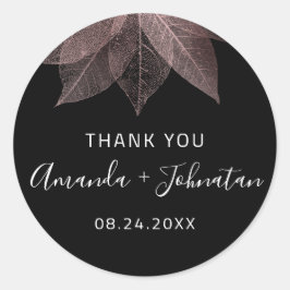 Danke Rosen Gold Leaf Name Datum Schwarz-weiß Blus Runder Aufkleber