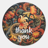 Danke Rosepaint Rosemaling Runder Aufkleber (Vorderseite)