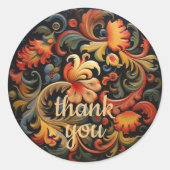 Danke Rosepaint Rosemaling Runder Aufkleber (Vorderseite)