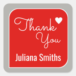 Danke / rot Dank Quadratischer Aufkleber