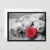 Danke! Rote Rose mit schwarz/weiß Hintergrund Postkarte (Vorne/Hinten)