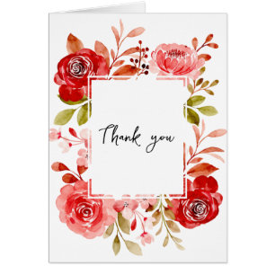 Danke Rote Rose Pink Peony Floral Frame Card