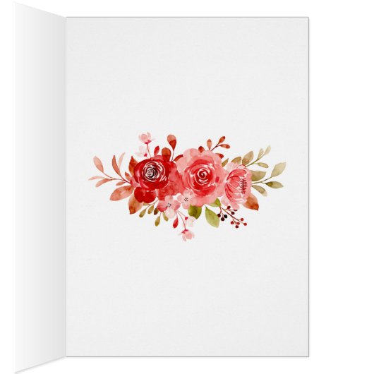 Danke Rote Rose Pink Peony Floral Frame Card (Innen (Rechts))