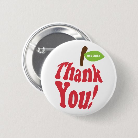 Danke rotes Apple für Lehrer-Anerkennung Button (Vorne & Hinten)