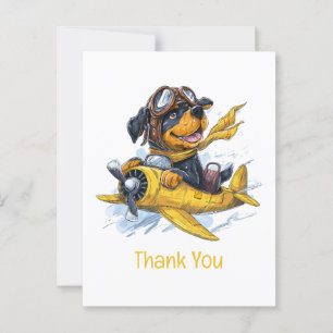 Danke Rottweiler Hund Pilot Flugzeug Postkarte