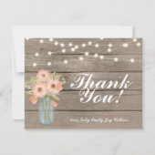 Danke Rustic Holz String Light Note Card Einladung (Vorderseite)