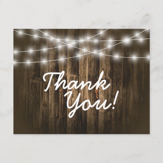 Danke Rustic Holz String Light Note Card Mitteilungskarte (Vorderseite)