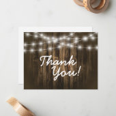 Danke Rustic Holz String Light Note Card Mitteilungskarte (Vorderseite/Rückseite Beispiel)