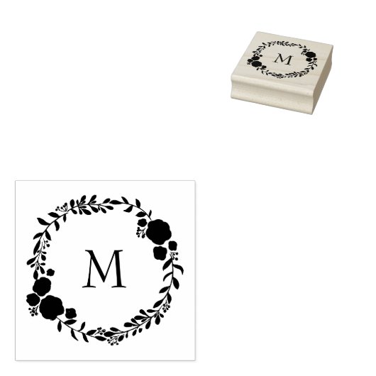 Danke Rustic Monogram Wreath Custom Initial Gummistempel (Stempel)