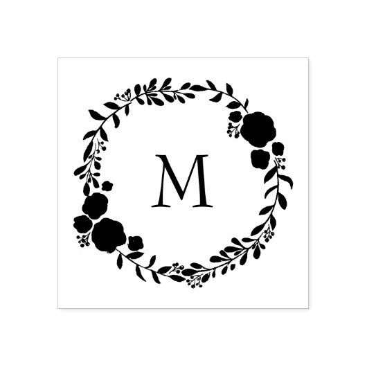 Danke Rustic Monogram Wreath Custom Initial Gummistempel (Prägung)
