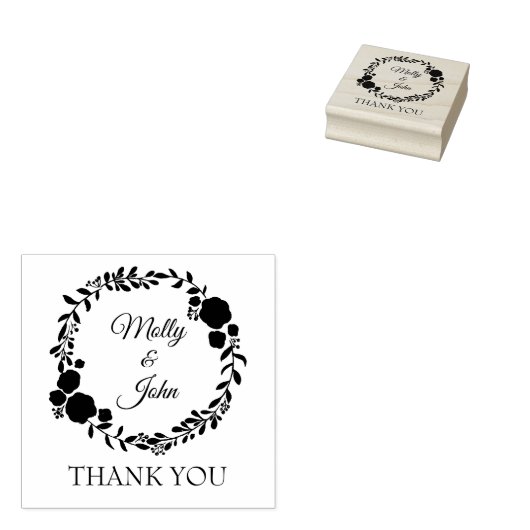 Danke Rustic Monogram Wreath Custom Wedding Gummistempel (Stempel)