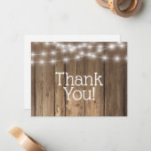 Danke Rustic Wood String Lights Baby Note Card Mitteilungskarte (Vorderseite/Rückseite Beispiel)