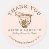 Danke Rustic Woodgrain Bäckerei Stand Mixer Clas Runder Aufkleber (Vorderseite)