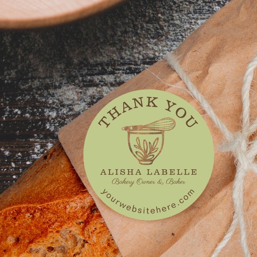 Danke Rustic Woodgrain Bäckerei Stand Mixer Runder Aufkleber