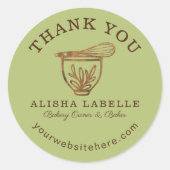 Danke Rustic Woodgrain Bäckerei Stand Mixer Runder Aufkleber (Vorderseite)