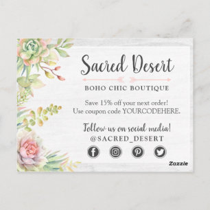 Danke Rustikale Aquarell Sukkulenten Wüstenkaktuss Postkarte