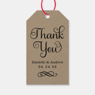 Danke Rustikale Kraft Moderne Schrift Hochzeit Geschenkanhänger