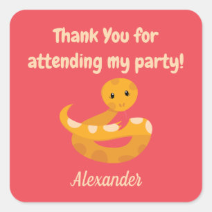 Danke Safari Schlange Quadratischer Aufkleber