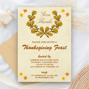 Danke sagen   Herbstkranz Thanksgiving-Party Einladung