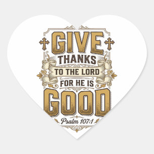 Danke sagen Psalm 107 Vintage Christliches T-Shirt Herz-Aufkleber