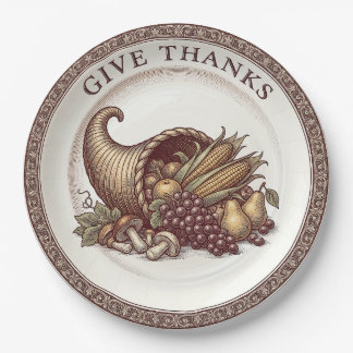 "Danke sagen" Vintage-Thanksgiving-Papier Pappteller