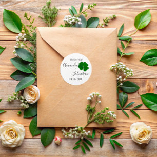 Danke Save The Date Name Vierblättriges Kleeblatt  Runder Aufkleber