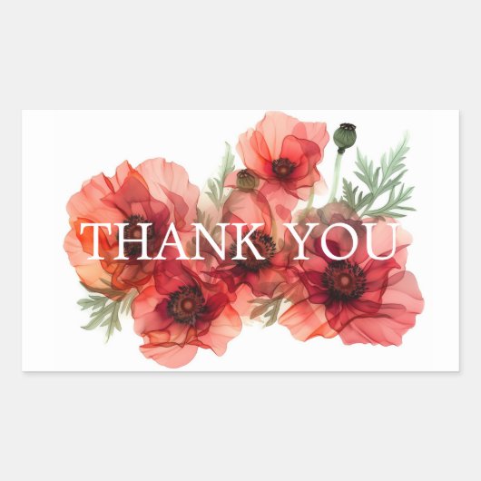 Danke Scarlet Petal Elegance Rechteckiger Aufkleber (Vorderseite)