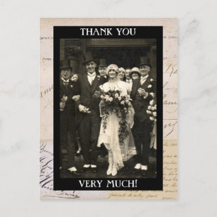Danke-Schablone für Vintage-Hochzeitspaar Postkarte
