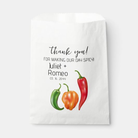 Danke, Scharfe Heiße Paprika-Hochzeit Geschenktütchen (Vorderseite)