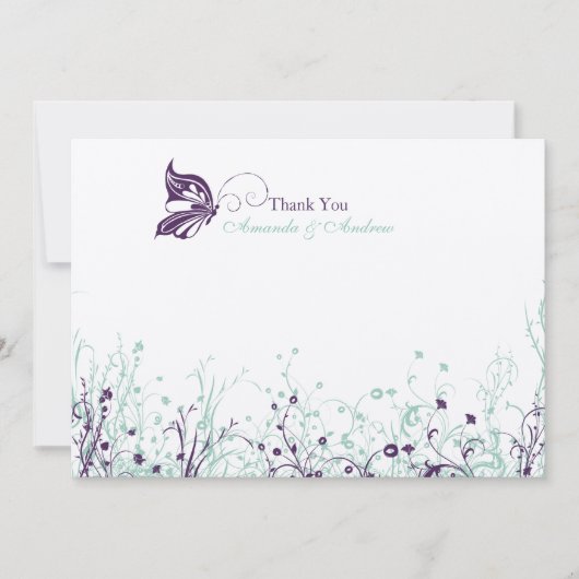 Danke, - Schmetterlings-Garten 9 zu kardieren Dankeskarte (Vorderseite)