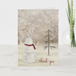 Danke Schneemann mit Weihnachtsstern Karte