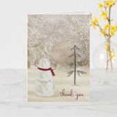 Danke Schneemann mit Weihnachtsstern Karte (Gelbe Blume)