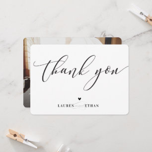 DANKE SCHÖN Hochzeitsfoto elegant schwarz und weiß Einladung