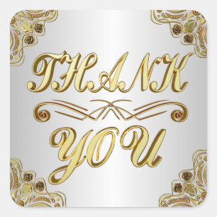 DANKE SCHÖN Klassisches Gold und Silber Stylisch Quadratischer Aufkleber