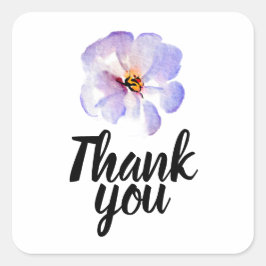 Danke Schön Lavendel Blau Wasserfarbe Blume Quadratischer Aufkleber