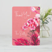 Danke schön Pink Cherry Blossom Floral Art (Stehend Vorderseite)