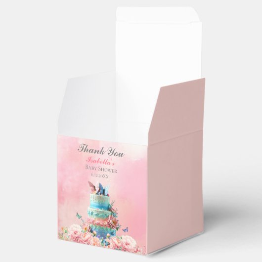 Danke schön Schmetterlinge Twins Baby Dusche Geschenkschachtel (Geöffnet)