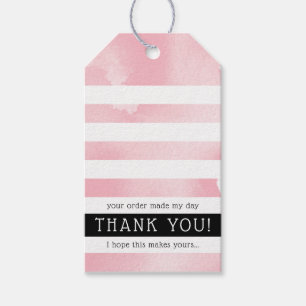 DANKE SCHÖN TAG moderne Streifen Röte rosa Wasserf Geschenkanhänger