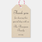 Danke schön vintage Kunstwerk gestreift Kraft  Geschenkanhänger (Rückseite)