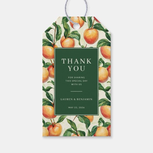 DANKE SCHÖN Warm Peachy Green Geschenkanhänger (Vorderseite)